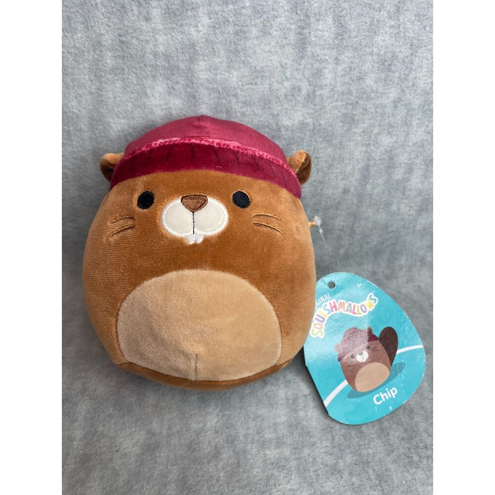Squishmallows Chip the Brown Beaver 5" with Hat Harvest Squad New 2022 Stuffed‎